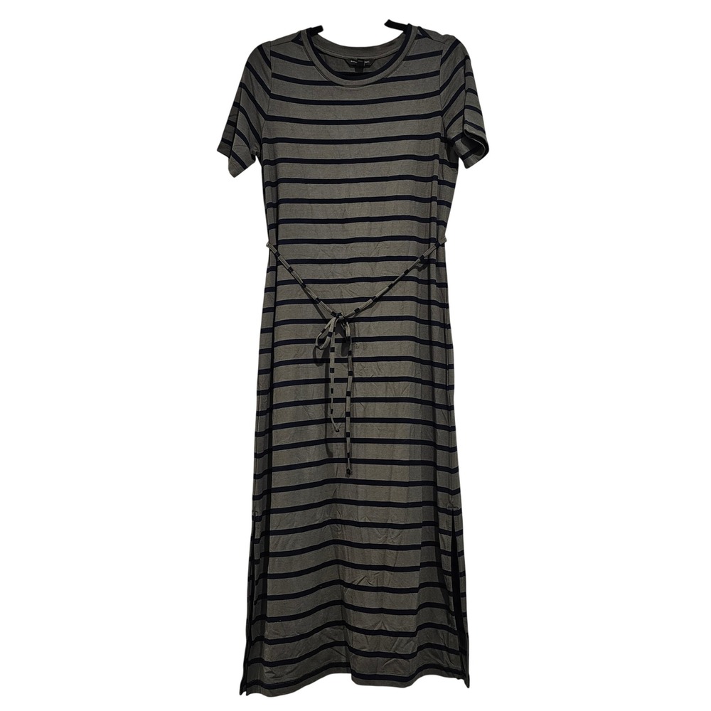Banana Republic Olive Green & Navy Striped Maxi Dress with Tie Waist Size XS